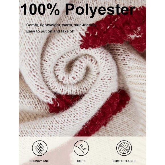 Women's Ribbed Knit Crewneck Sweater Fluffy Bow Valentines Casual Spring - Picture 6 of 6